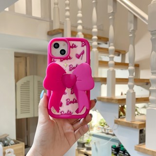 เคสโทรศัพท์ซิลิโคน กันตก ป้องกัน ลายบาร์บี้ สีชมพู สําหรับ iPhone 14 14pro 14promax 11 12 13pro max