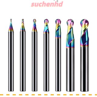 Suchenhd ดอกเอ็นมิล เหล็กทังสเตน มุมตัว R|ดอกเร้าเตอร์คาร์ไบด์ CNC เคลือบนาโน สีฟ้า ทนทาน