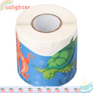 Solighter สติกเกอร์ติดขอบกระดานดํา ลายสัตว์ทะเล สีฟ้า สําหรับตกแต่งบ้าน