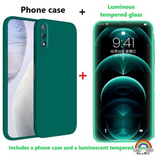 2in1 ฟิล์มกระจกนิรภัยกันรอยหน้าจอ เรืองแสง พร้อมเคสโทรศัพท์ สําหรับ Vivo Y27 Y36 Y11 Y02T Y02A Y02S Y02 Y16 V25E Y35 Y12 Y15 Y17 Y20 Y20i Y20A Y20S Y12A Y12S Y15S Y15A Y01 Y15C
