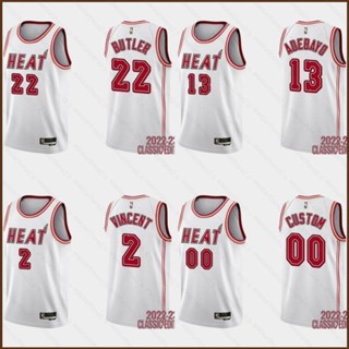 เสื้อกีฬาบาสเก็ตบอลแขนกุด ลายทีม NS2 22 23 NBA Jersey Miami Heat Adebayo Butler Vincent Jersey SN2