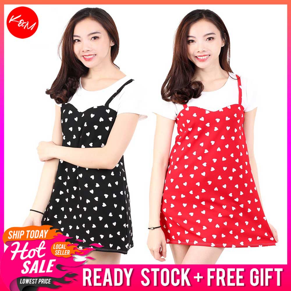 KM Ladies Short Sleeves Fully Printing Mini Dress [M688]