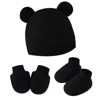 Newborn Baby Hat Scratch Resistant Gloves Socks Set for Boys Girls Shower
