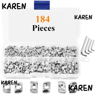 Karen น็อตตัว T เหล็กคาร์บอน นิกเกิล M3 M4 M5 2020 พร้อมกล่องเก็บ 184 ชิ้น