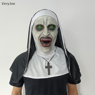 [VeryJoe] หน้ากากยาง รูป The Horror Scary Nun Latex Mask พร้อมผ้าพันคอ สําหรับแต่งคอสเพลย์ฮาโลวีน