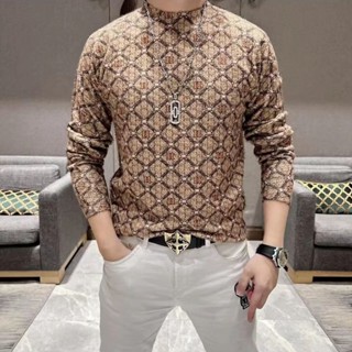 เสื้อยืด คอเต่า พิมพ์ลายเพชร สําหรับผู้ชาย