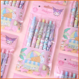 Wilk ปากกาเจล ลายการ์ตูน Sanrio Melody Cinnamoroll เครื่องเขียน สําหรับนักเรียน 6 ชิ้น ต่อชุด