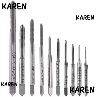 Karen ดอกต๊าปไมโคร HSS สีเงิน ขนาดเล็ก 10 ชิ้น|สกรูเกลียวโลหะ ขนาดเล็ก M1-M3.5 สําหรับงานช่าง