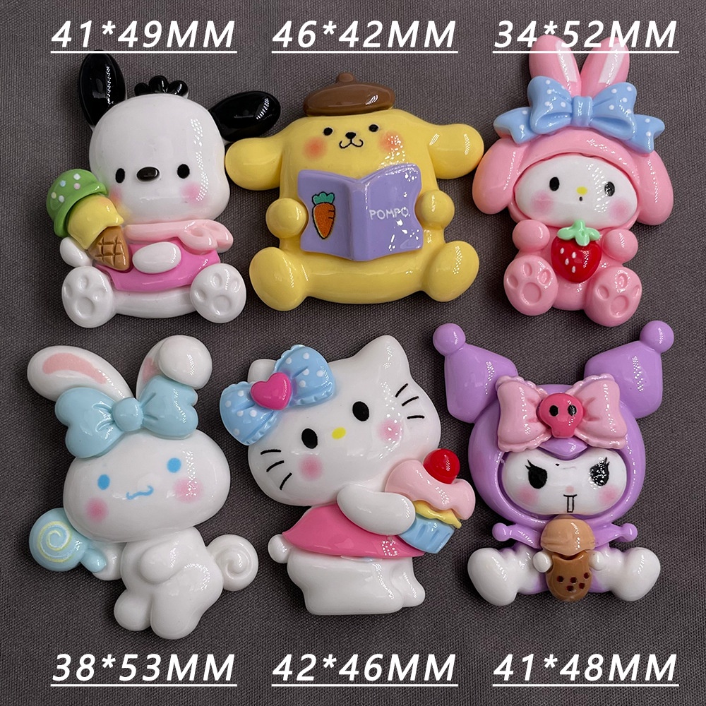 [15 #] Jibbitz Crocs กิ๊บติดผมเรซิ่น ลายการ์ตูน Sanrio 6 แบบ ขนาดใหญ่ แฮนด์เมด diy อุปกรณ์เสริม สําหรับรองเท้า FN