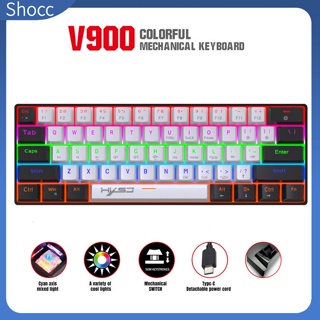 Shocc V900bw คีย์บอร์ดเล่นเกม แบบใช้สาย Type-c อินเตอร์เฟส 61 คีย์