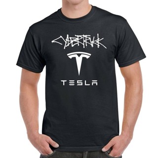 ใหม่ เสื้อยืดคอกลม แขนสั้น ผ้าฝ้าย 100% พิมพ์ลายรถยนต์ไฟฟ้า Tesla (Tesla) พลัสไซซ์ สําหรับผู้ชาย