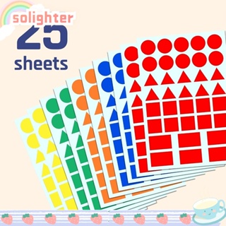 Solighter สติกเกอร์ฉลาก ลายจุด มีกาวในตัว ทรงสี่เหลี่ยม หลากสี 5 สี สําหรับสํานักงาน