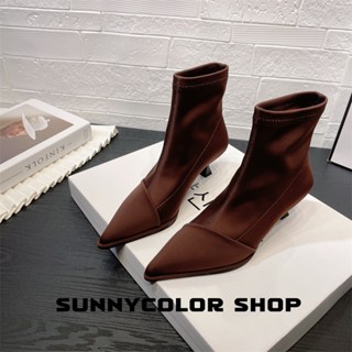 SUNNYCOLOR แฟชั่นรองเท้า บูท รองเท้าบูทยาว ไซส์ใหญ่ รองเท้า boots แบบ พก พา ส่วนตัว มัลติฟังก์ชั่ กระปรี้กระเปร่า FBL23903C636Z230909