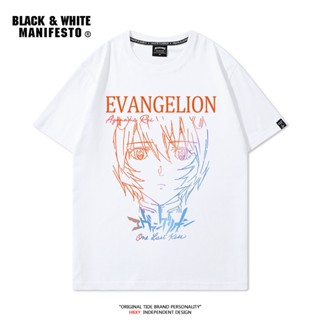 เสื้อยืดแขนสั้นลําลอง ผ้าฝ้าย พิมพ์ลายอนิเมะ Ayanami Rei Asuka Shinji สําหรับผู้ชาย