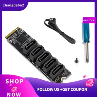 【พร้อมส่ง】ชิปเซ็ตอะแดปเตอร์การ์ดขยาย M.2 NGFF PCIE B-Key SATA เป็น SATA 3.0 5 พอร์ต 6Gbps JMB585 M.2 NVME เป็น SATA3.0