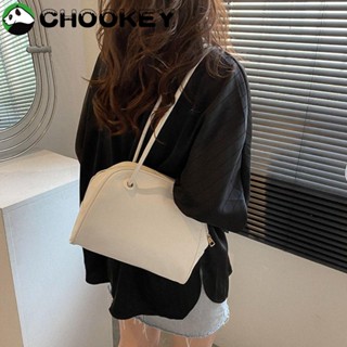 Chookey กระเป๋าสะพายไหล่ หนัง PU มีซิป สีพื้น คุณภาพสูง สไตล์เรโทร สําหรับเด็กผู้หญิง