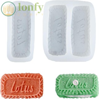 Lonfy แม่พิมพ์ซิลิโคน รูปบิสกิต ขนาด 6*3.2*0.8 ซม. 7*3*0.8 ซม. สีขาว สําหรับทําสบู่ คุ้กกี้ บิสกิต 2 ชิ้น