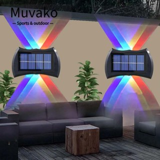 Muvako โคมไฟติดผนัง LED พลังงานแสงอาทิตย์ กันน้ํา สว่างมาก สําหรับตกแต่งสวน ระเบียง กลางแจ้ง