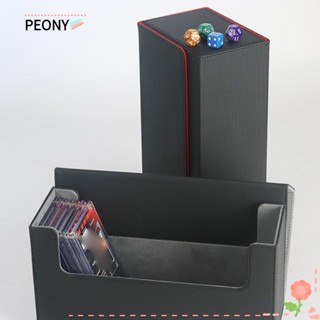 Peonypavilion กล่องเก็บการ์ดเกม หนัง PU กันลื่น ความจุขนาดใหญ่ สีเทา สีแดง สีฟ้า