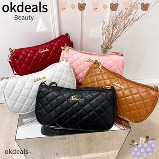 Okdeals กระเป๋าสะพายไหล่ ใต้วงแขน หนัง ปักลาย สีพื้น สําหรับผู้หญิง