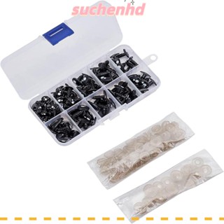 Suchenhd ตาตุ๊กตาเรซิ่น ทรงกลม ทรงวงรี 8-16 มม. 5 ขนาด สีดํา สําหรับทํางานฝีมือ 200 ชิ้น