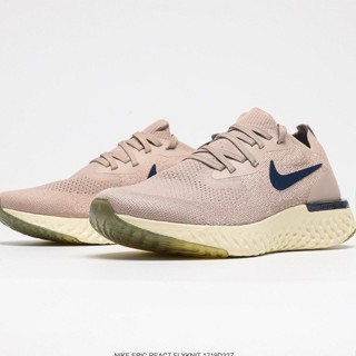 ของแท้ 100% NK epic react Flyknit 2 รองเท้าวิ่ง น้ําหนักเบา สีกากี เข้ากับทุกชุด สําหรับผู้ชาย และผู้หญิง ไซซ์ 36-45