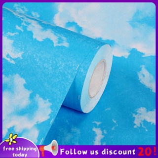 Se7ven✨Creative wallpaper self-adhesive wallpaper ceiling blue sky and white clouds stickers waterproof moisture-proof creative wall stickers childrens room 3D stickers