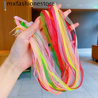 Mxfashione ยางมัดผมหางม้า แบบถักเปียธรรมชาติ นิ่ม ตรง หลากสี สไตล์เจ้าหญิง DIY สําหรับเด็กผู้หญิง