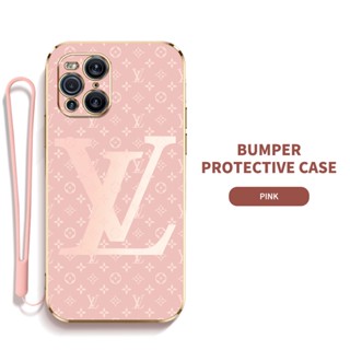 Ybd เคสโทรศัพท์มือถือ ซิลิกาเจล LV พร้อมสายคล้อง บาง ป้องกันเลนส์ สําหรับ OPPO Find X3 Pro Find X5 Pro Find X6 Pro