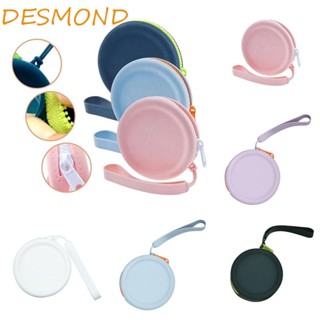 Desmond กระเป๋าใส่เหรียญ ซิลิโคน ทรงกลม สีพื้น กันน้ํา, กระเป๋าเก็บสายเคเบิลข้อมูล ลําลอง INS ลิปสติก กระเป๋าเครื่องสําอางผู้หญิง