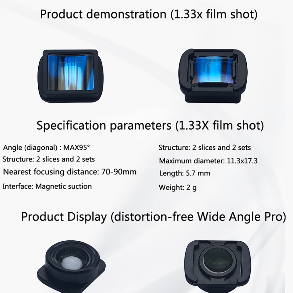 Feichao สําหรับ DJI Osmo Pocket / Pocket 2 กล้อง 1.33x กล้องวิดีโอ Anamorphic Light เลนส์แม่เหล็กมุมกว้าง