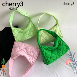 Cherry3 กระเป๋าถือ กระเป๋าสะพายไหล่ ผ้าฝ้าย บุฟองน้ํา ขนาดใหญ่ จุของได้เยอะ น้ําหนักเบา ลายสก๊อต แฟชั่นฤดูหนาว