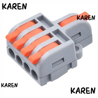 Karen บล็อกเทอร์มินัลเชื่อมต่อสายไฟ เข้า 1 ออก 4 สีส้ม DIY 24-12 AWG 10 ชิ้น