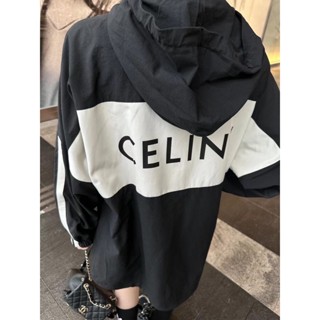 IVUB CEL 23 autumn and winter New letter printing jacket stitching design hooded zipper coat for men and women fashionable style