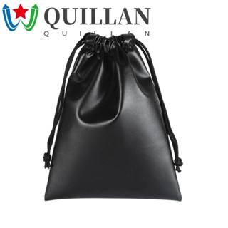 Quillan กระเป๋าใส่หูฟัง หนัง PU กันฝุ่น จุของได้เยอะ สีดํา