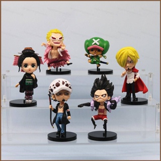 ฟิกเกอร์โมเดล One Piece Luffy Sanji Law Robin Chopper Doflamingo ของเล่นสําหรับเด็ก 6 ชิ้น