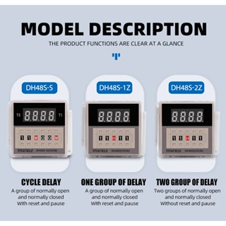 สวิตช์รีเลย์ตั้งเวลาดิจิทัล LED DH48S-2Z DH48S-1Z DH48S-S AC110V 220V DC 12V 24V พร้อมฐานรีเลย์ DH48S