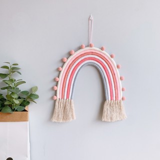 Home Toddler Gifts Wall Decor Modern For Bedroom Colorful Macrame Rainbow Hanging Ornament