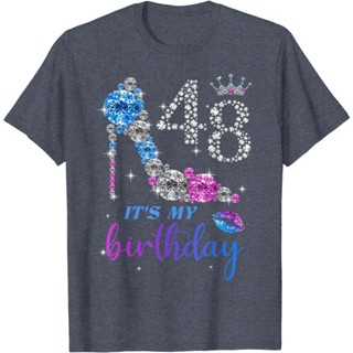 เสื้อยืด พิมพ์ลายมงกุฎ IM My 48th สีม่วง สุขสันต์วันเกิด สําหรับผู้หญิง 48 ปี