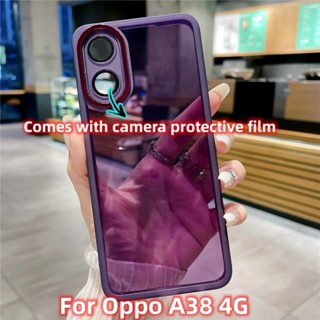 เคสโทรศัพท์มือถือซิลิโคน กันกระแทก พร้อมฟิล์มกันรอยกล้อง หลากสี สําหรับ Oppo A38 A 38 OppoA38 4G 2023