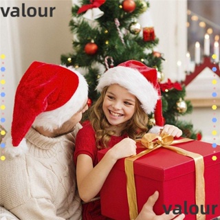 Valour หมวกซานตาคลอส ผ้ากํามะหยี่ขนนิ่ม หนา สีแดง สําหรับปาร์ตี้คริสต์มาส