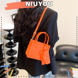 Niuyou กระเป๋าสะพายไหล่ลําลอง ทรงสี่เหลี่ยม ขนาดเล็ก มีซิป สีพื้น สําหรับสตรี