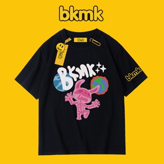 Bkmk เสื้อยืดลําลอง แขนสั้น คอกลม ทรงหลวม ลายโครงกระดูก เหมาะกับการวิ่ง สไตล์อเมริกัน สําหรับผู้ชาย