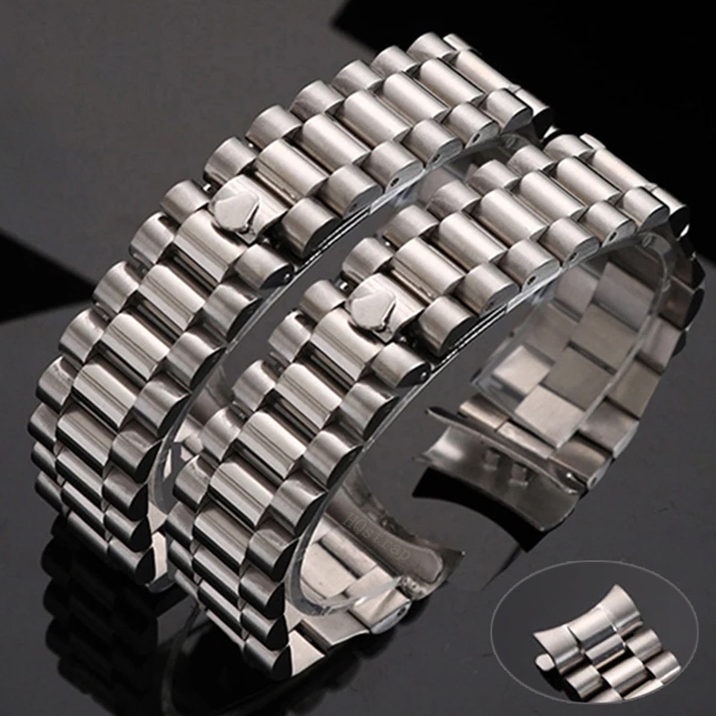 สายนาฬิกาข้อมือสเตนเลส ทรงโค้ง สไตล์นักธุรกิจ แบบเปลี่ยน สําหรับ Rolex Watch Band 13 มม. 17 มม. 20 มม.