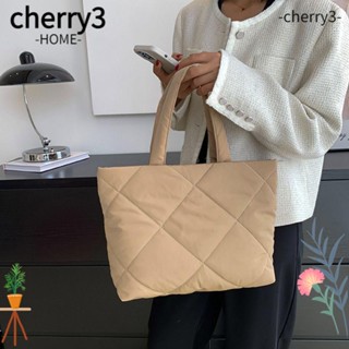 Cherry3 กระเป๋าถือลําลอง ผ้าฝ้าย ขนาดใหญ่ จุของได้เยอะ ลายสก๊อต แฟชั่นฤดูหนาว สําหรับสตรี