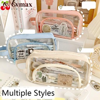 Cvmax กระเป๋าดินสอ แบบใส สองชั้น กันน้ํา จุของได้เยอะ แฟชั่น สําหรับโรงเรียน สํานักงาน