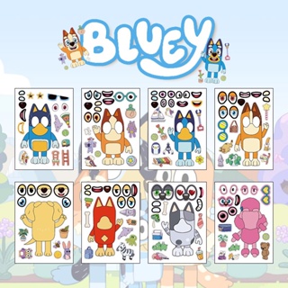 สติกเกอร์ตัวต่อ ลายแอนิเมชั่น Bluey Series 8 ชิ้น สําหรับครอบครัว เพื่อน DIY