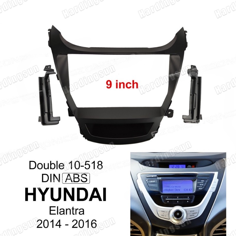 Fascia แผงเครื่องเล่น MP5 วิทยุรถยนต์ กรอบ 9 นิ้ว Android 2Din สําหรับ 2014-2016 Hyundai Elantra