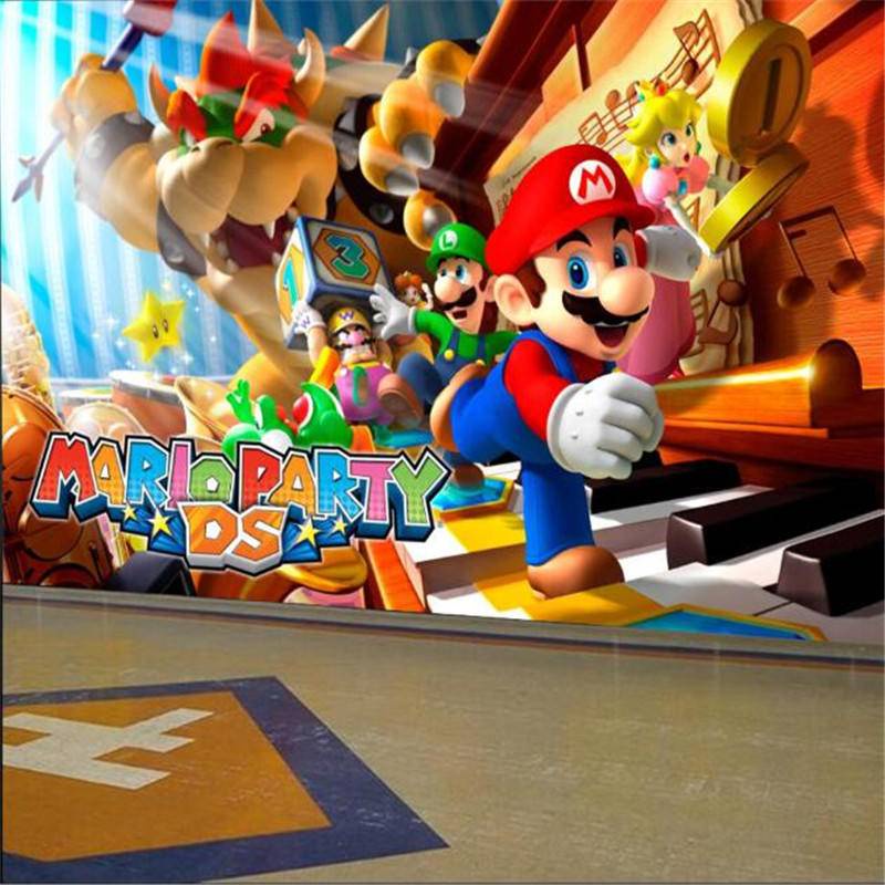 Custom 3d Super Mario รูปแบบวอลล์เปเปอร์ภาพจิตรกรรมฝาผนังสําหรับห้องนั่งเล่นห้องเด็กผนังกระดาษตกแต่งบ้านสติกเกอร์