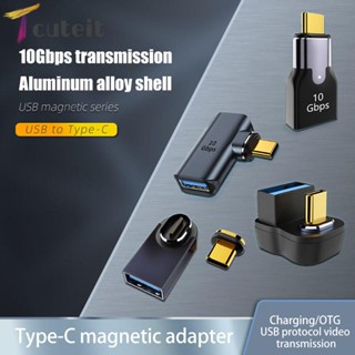 Tcuteit อะแดปเตอร์ชาร์จแม่เหล็ก 10Gbps USB3.0 ตัวเมีย เป็น Type-C ตัวผู้ 1080P 60Hz HD OTG